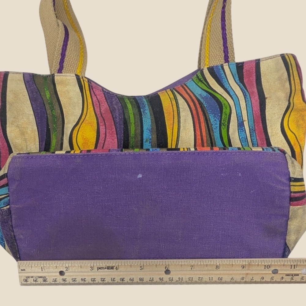 Laurel Burch Vintage Sun N Sand Horse Tote Bag Purple Whimsical Folk Art AS IS - Picture 7 of 11